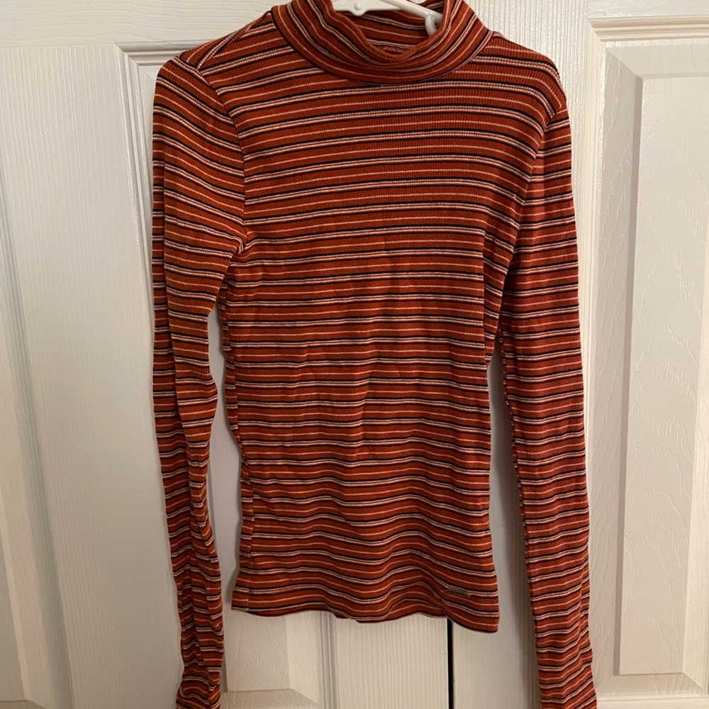 Hollister Orangey Red Striped Long Sleeve